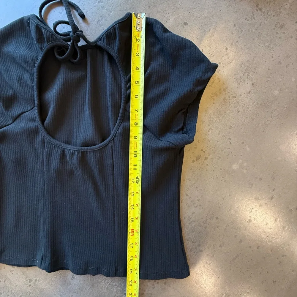 Anthropologie Corset knit top with open back. Black. - Picture 6 of 7